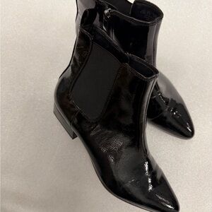 Franco Sarto Glossy Black Ankle Booties